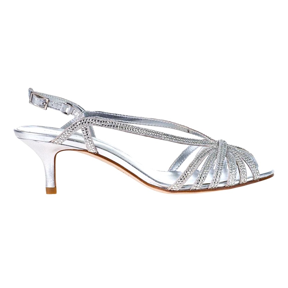 Pelle Moda Firefly Silver Evening Kitten Heels